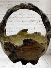 Fish Design BasketCarved Wood