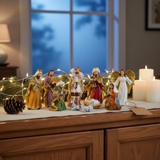 9 Pezzi Set Presepe Dipinto a