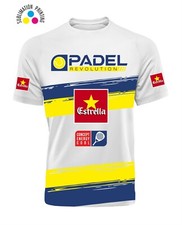 T-shirt Padel DryFIT stampa Giallo Blu in sublimatico, linea Padel Revolution 