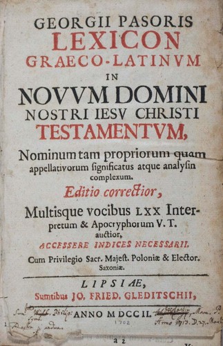 Georgii pasoris lexicon - pasoris,
