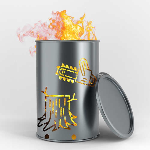 Bidone fuoco sega regalo - fuoco,