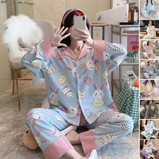Pigiama donna button down set pigiama lungo top e pantaloni pigiama homewear