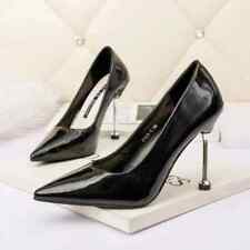 Decolte scarpe donna nero lucido stiletto 10 cm pelle sintetica CZ379