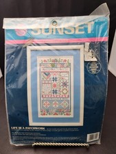 Sunset "LIFE IS A PATCHWORK" #13552 Kit Punto Croce Contato Trapunte 1992 NUOVO