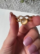 Anello Onda Marina placcato in Oro 18k carati con Pietra Lunare e Zirconi