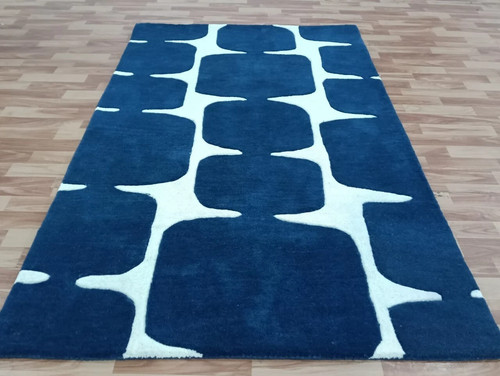Tappeto moderno blu lana - blu,