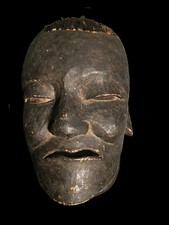 African Tribal Art Maschera MAKONDE-Tanzania legno inserto capelli veri