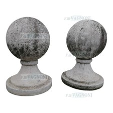 N° 2 VECCHIE SFERE COPPIA 50 IN CEMENTO PIETRA TERMINALE COLONNA SFERA CAPITELLO