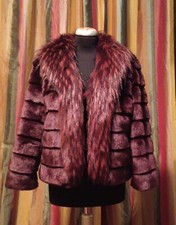 Pelliccia sintetica nuova taglia XL veste 44, color cioccolato, collo sfumato