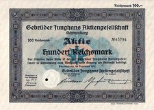 Fratelli Junghans Società per Azioni 1931 100 RM