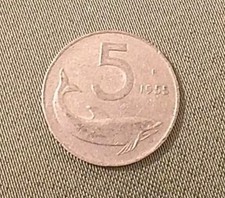 Moneta rara 5 lire delfino del