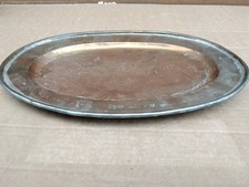 Piatto ovale originale  antico da portata  in rame stagnato