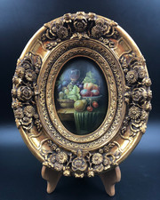 Quadro ovale vintage olio - , sul