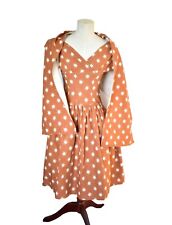 Abito Rockabilly vintage anni 50 estivo marrone panna stelle vita 26"