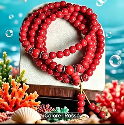 Collana con perline corallo - con,