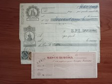 Lotto 2 Antiche Cambiali E 1 Assegno Non Compilato