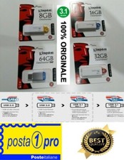 PENDRIVE KINGSTON USB DA 8GB 16GB 32GB 64GB 128GB DI MEMORIA NEW 3.1 