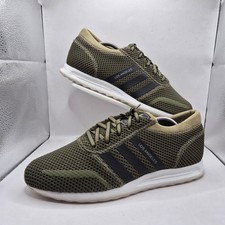 Adidas Los Angeles Originals Weave scarpe da ginnastica uomo UK 10 verde kaki nero a righe