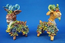 Coppia sculture ceramica Caproni capre ariete Vietri scuola ICS CAS stile Dolker