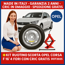 💥Kit Ruotino Scorta Opel Corsa F 16” 4 Fori Con Cric Gratis DOT2025 🛞