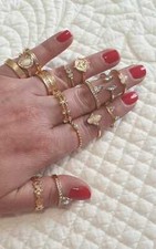 Anello Donna regolabile pietra dorato fedina acciaio bigiotteria zirconi cuore