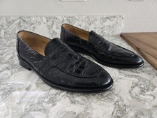 Mocassini Mezlan Platinum Exotic Crocodile Penny 22043 Trepuzzi Nero Uomo 10,5