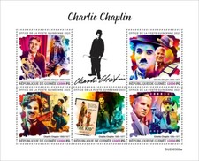 Francobolli Charlie Chaplin stella del cinema MNH 2023 Guinea M/S