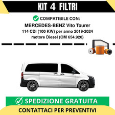 Kit 4 Filtri Tagliando per MERCEDES-BENZ Vito Tourer 114 CDI 100 kw Diesel 20...