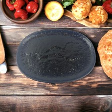 Piatto da portata RAK porcellana UAE Roks nero ovale coupé nuovo campione RKOP32