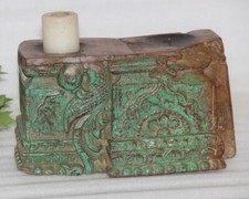 Antico di Legno Mughal Floreale Lavori Intaglio Colonna Column Basamento Candela