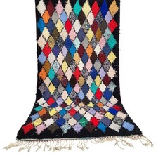 Tappeto marocchino vintage fatto a mano 6'x3' vibrante motivo diamante...