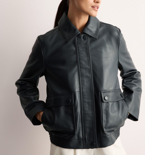 Giacca donna pelle nera bomber
