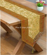 Runner da tavolo matrimonio ricamato broccato oro centrotavolo etnico decoraz...
