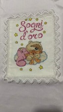 Copertina punto croce ricamata a mano neonato 70x90 estiva