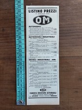 Listino prezzi 1932 camion OM