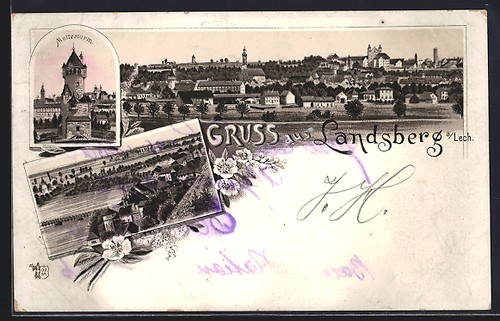Litografia landsberg lech - landsberg, a.