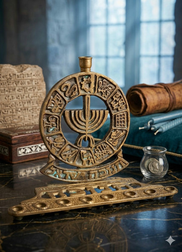 Menorah vintage ottone made - vintage, in