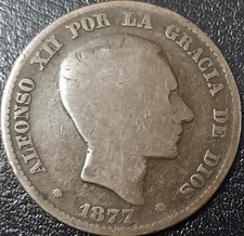 SPAGNA MONETA 10  CENTESIMI 1877 CIRCOLATA