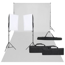 Kit per Studio Fotografico con Set di Luci e Fondale vidaXL