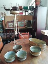 Colonna ottone portavaso + cinque contenitori vintage ottone