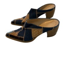 Mules Altramarea patchwork denim pelle di serpente punta tacco basso taglia 39