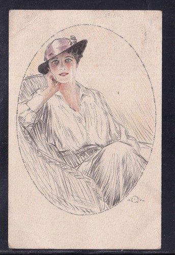 Cartolina donna con - con, cappello