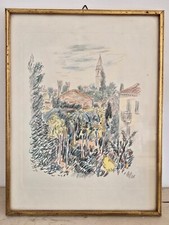 Quadro Litografia Stampa Disegno a Matita Orto Burano Mario Vellani Marchi 66