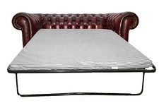 Divano Letto Chesterfield 100% Vera Pella Due Posti Rosso Antico