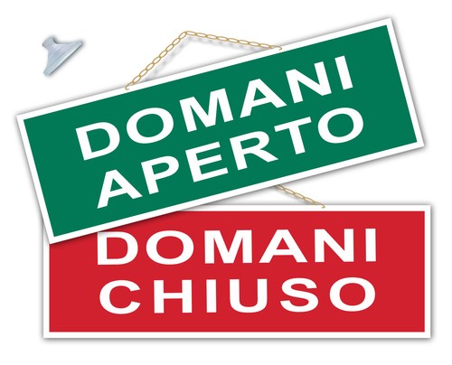 Cartello domani aperto - domani, aperto/domani