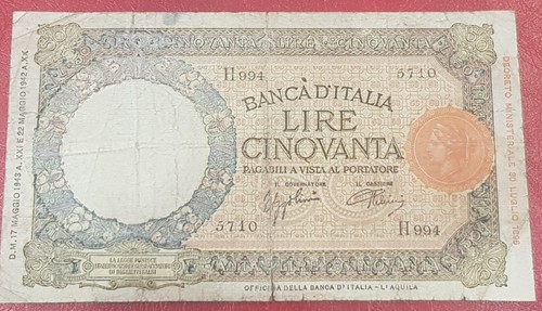 Banconota lire lupetta - banconota,