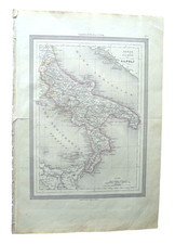 1850 ANTICA MAPPA REGNO DELLE DUE SICILIE NAPOLI BORBONE CALABRIA PUGLIA  41X28