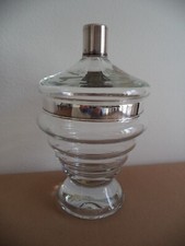 Barattolo cristallo bordo e presa in argento 800 made in Italy stile Decò tavola