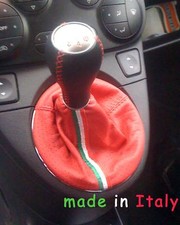 FIAT NUOVA 500-PANDA  ABARTH CUFFIA VERA PELLE ROSSA