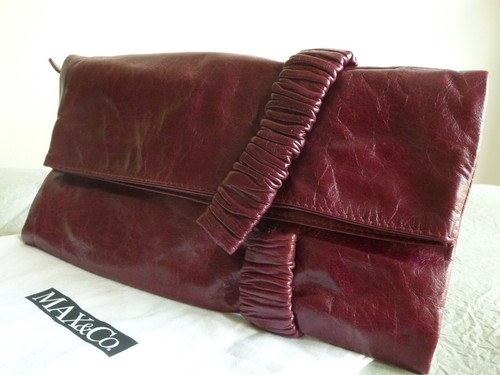 Dark bordo wine leather clutch - dark,
